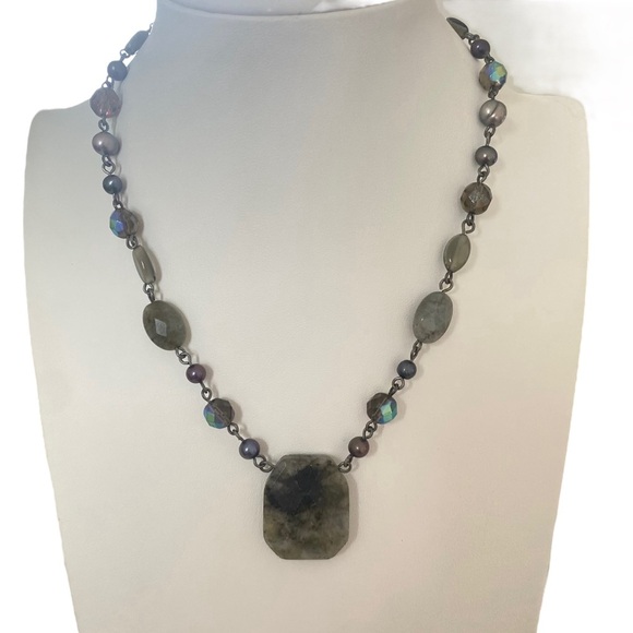 Lia Sophia Jewelry - Is Sophia rare labradorite pearls and glass necklace pendant genuine gemstones